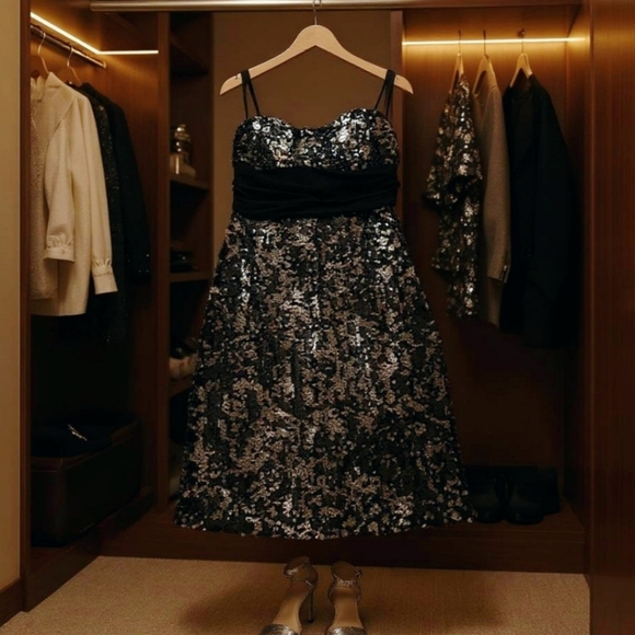 Speechless ✦ Silver & Black Sequin Strapless Dress ✦ Prom ✦ Party ✦ Sz S ✦ NWOT - Picture 4 of 9